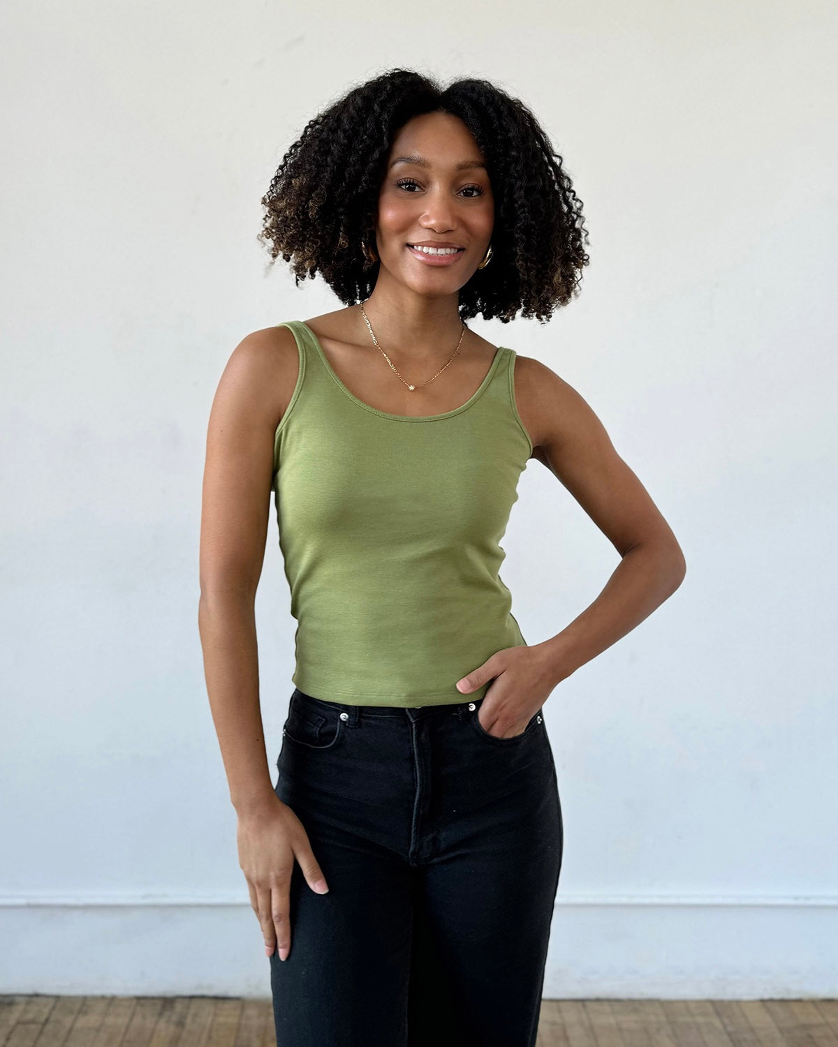 GRACE doubleknit tank in Grass Green