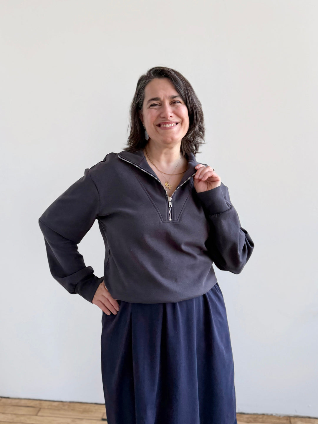 ASHER zip pullover in Gunmetal