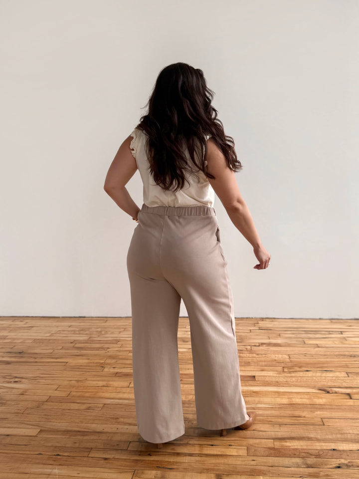 LONDON heavy knit pants in Desert Sand