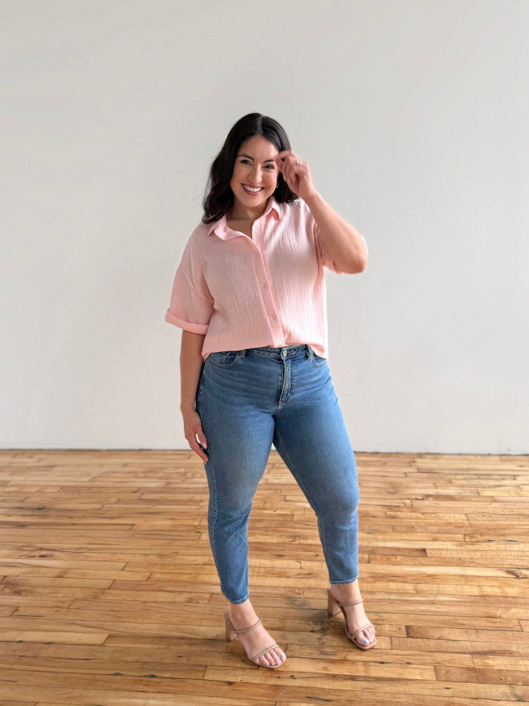 CARROLL gauze boxy shirt in Petal Pink