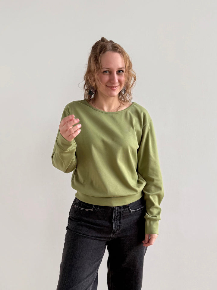 PERCY heavy knit top in Grass Green
