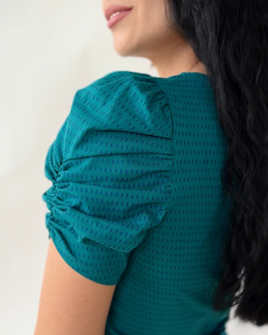 EMBER printed top in Teal/Navy