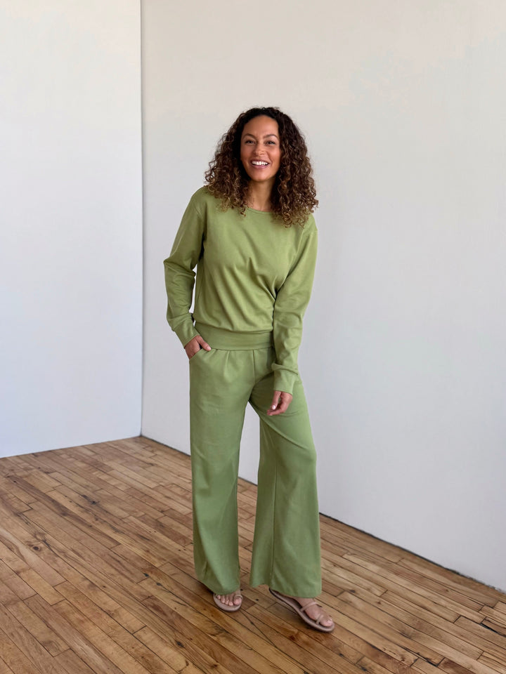 PERCY heavy knit top in Grass Green