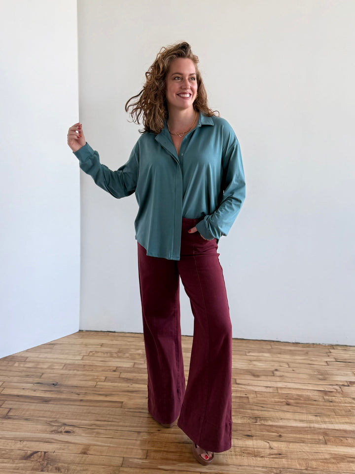 LINDSEY blouse in Dark Aqua