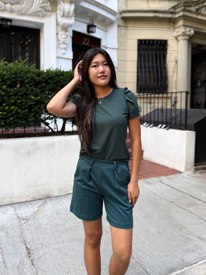 AVERIE heavy knit shorts in Deep Sea