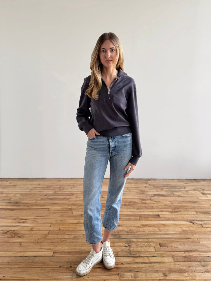 ASHER zip pullover in Gunmetal