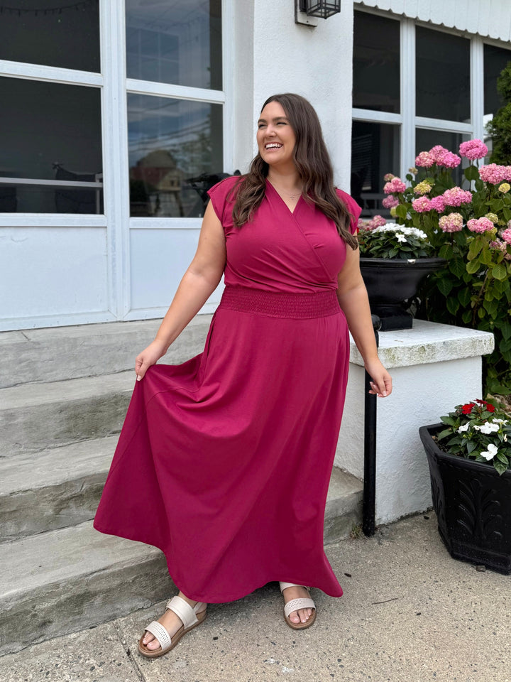 AUBREE dress in Pomegranate