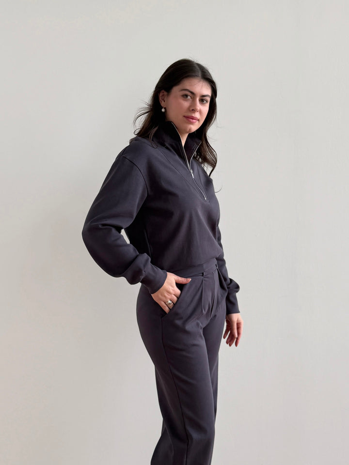 LONDON heavy knit pants in Gunmetal