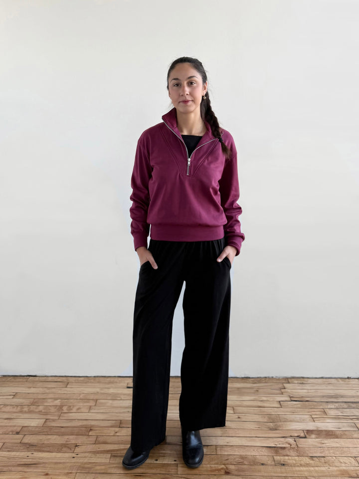 ASHER zip pullover in Raspberry
