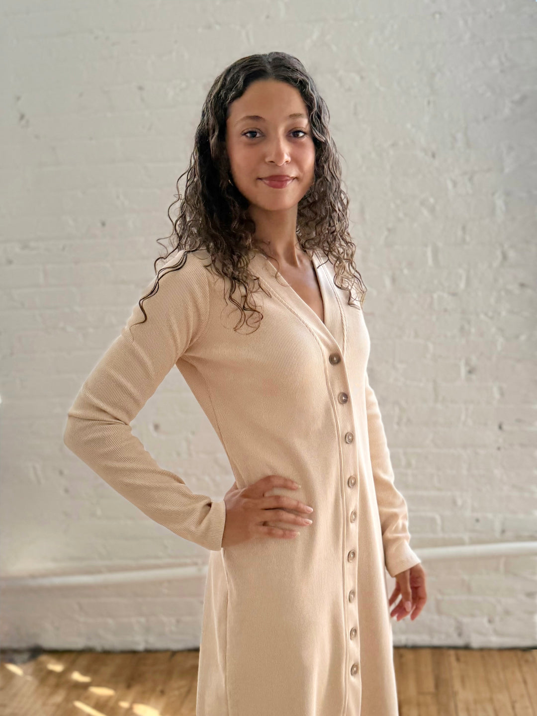 ELENA rib-knit dress in Vanilla