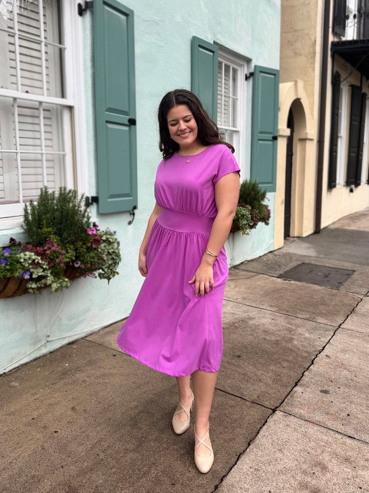 CATHERINE dress in Magenta Bloom