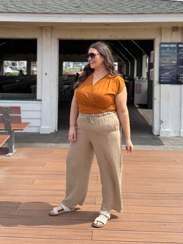 FLORENCE gauze pants in Sandy Tan
