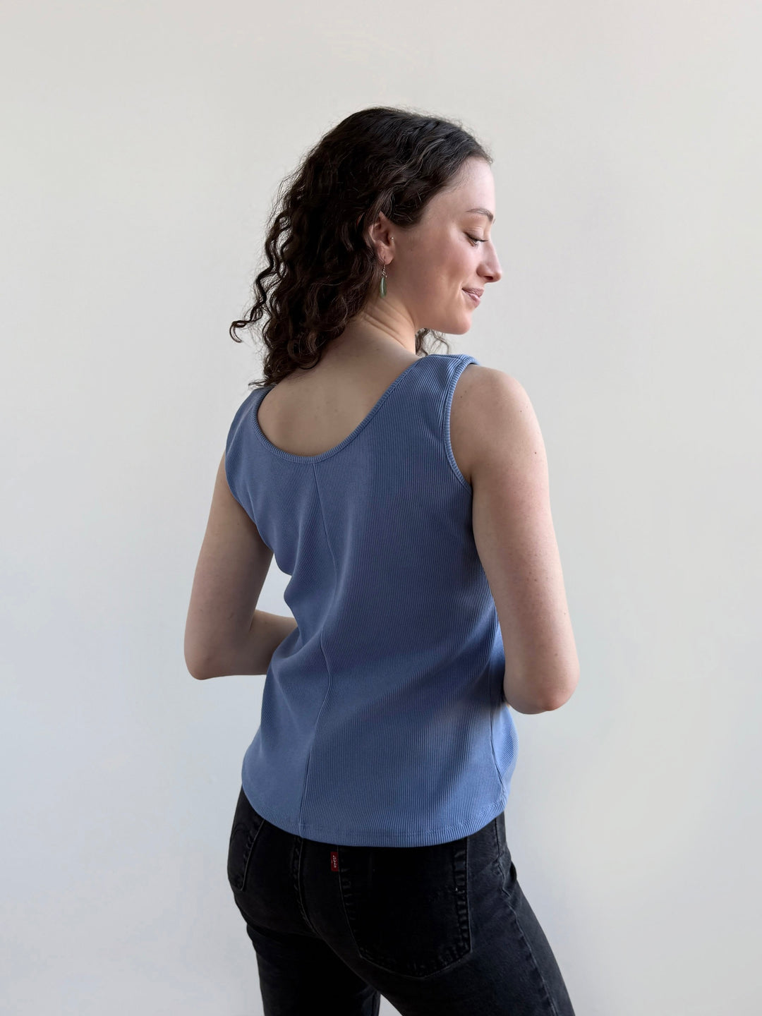 MAYA rib-knit fitted tank in Bluebell