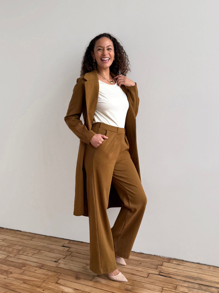 LONDON heavy knit pants in Warm Sienna