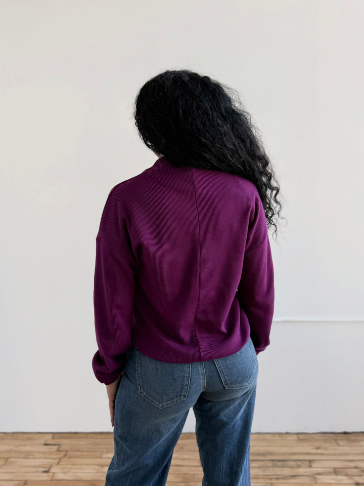 ANNIKA waffle knit top in Purple Jewel