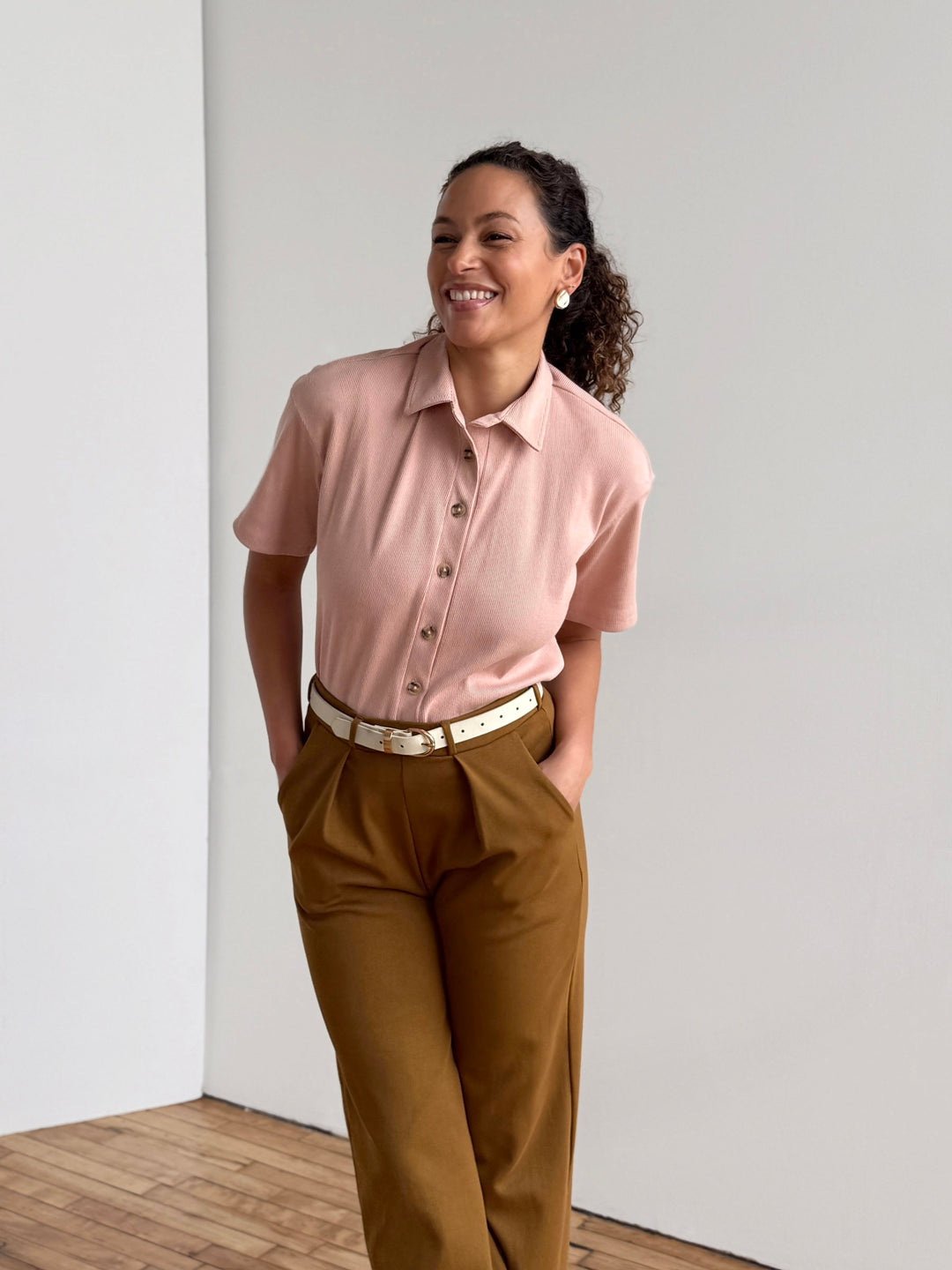 LONDON heavy knit pants in Warm Sienna