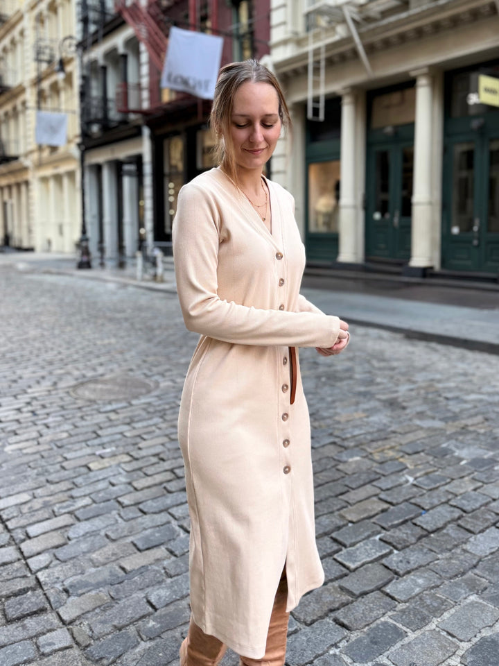 ELENA rib-knit dress in Vanilla