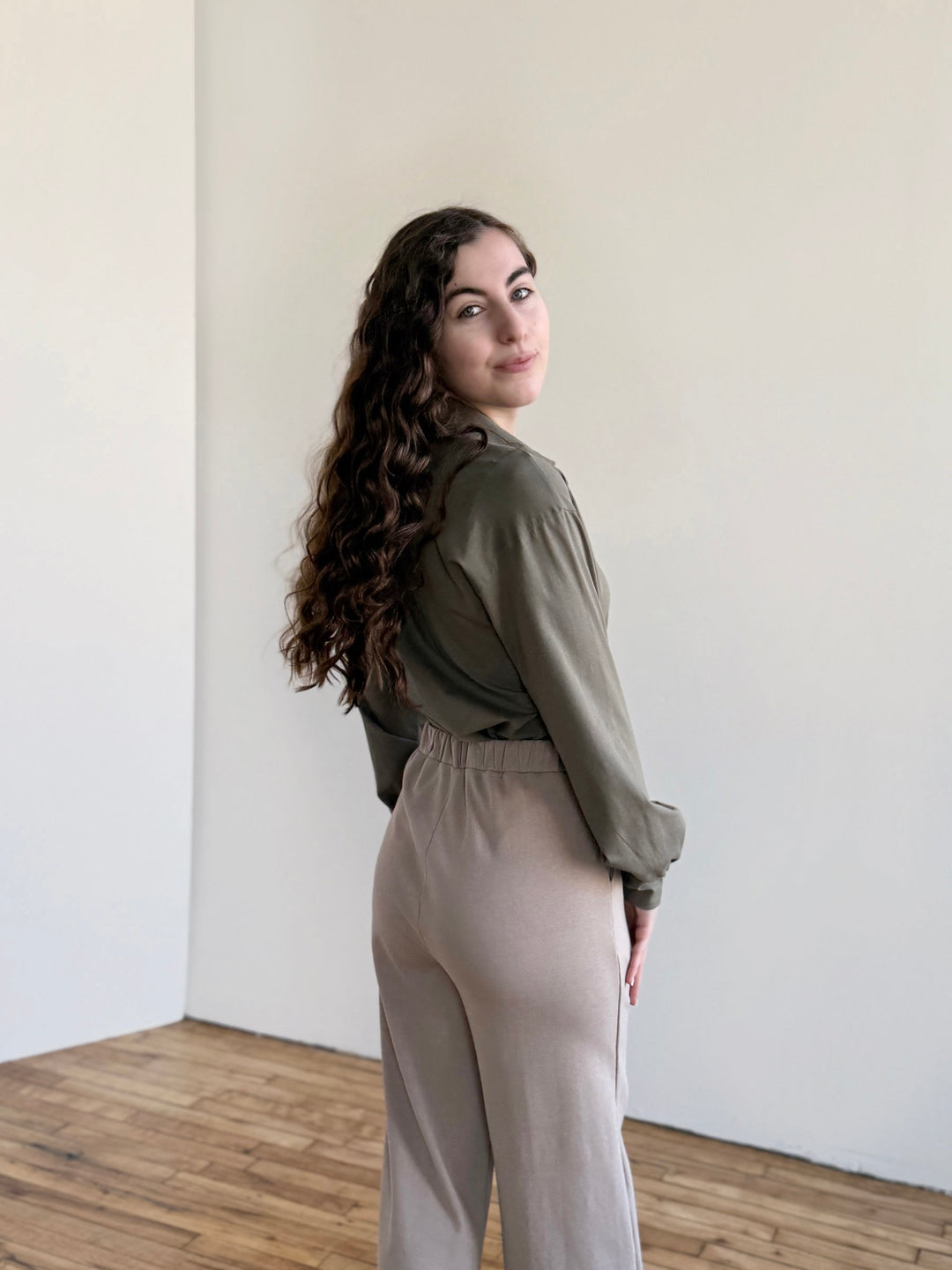 LONDON heavy knit pants in Desert Sand