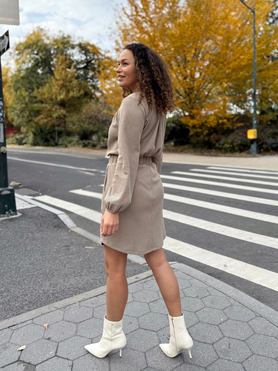 LOTUS waffle knit skirt in Taupe Grey