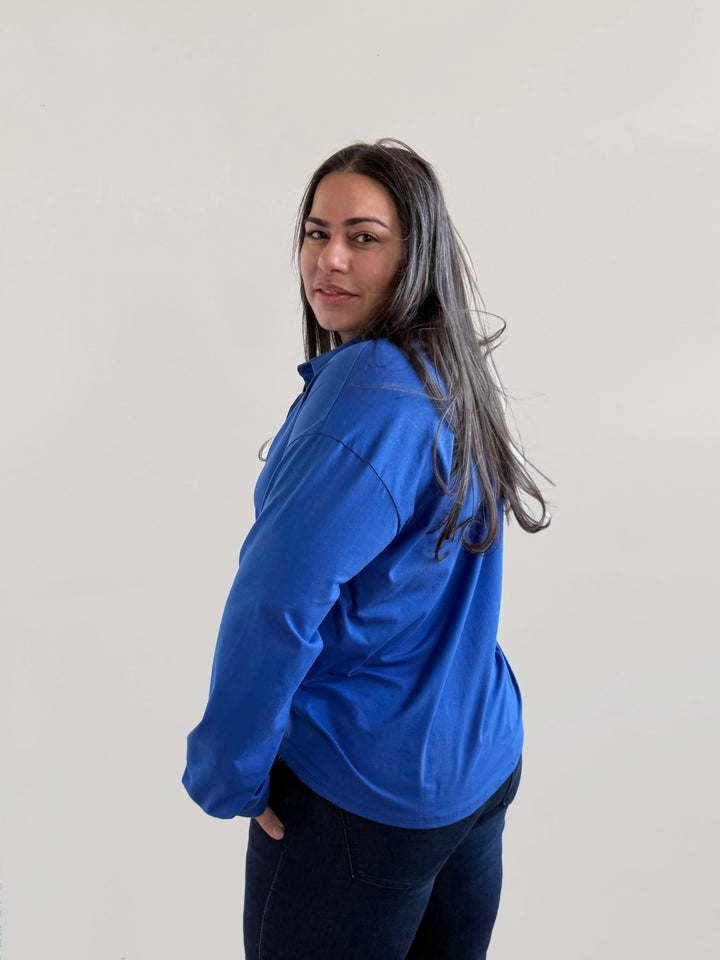 MICAH jersey top in Blue Iolite