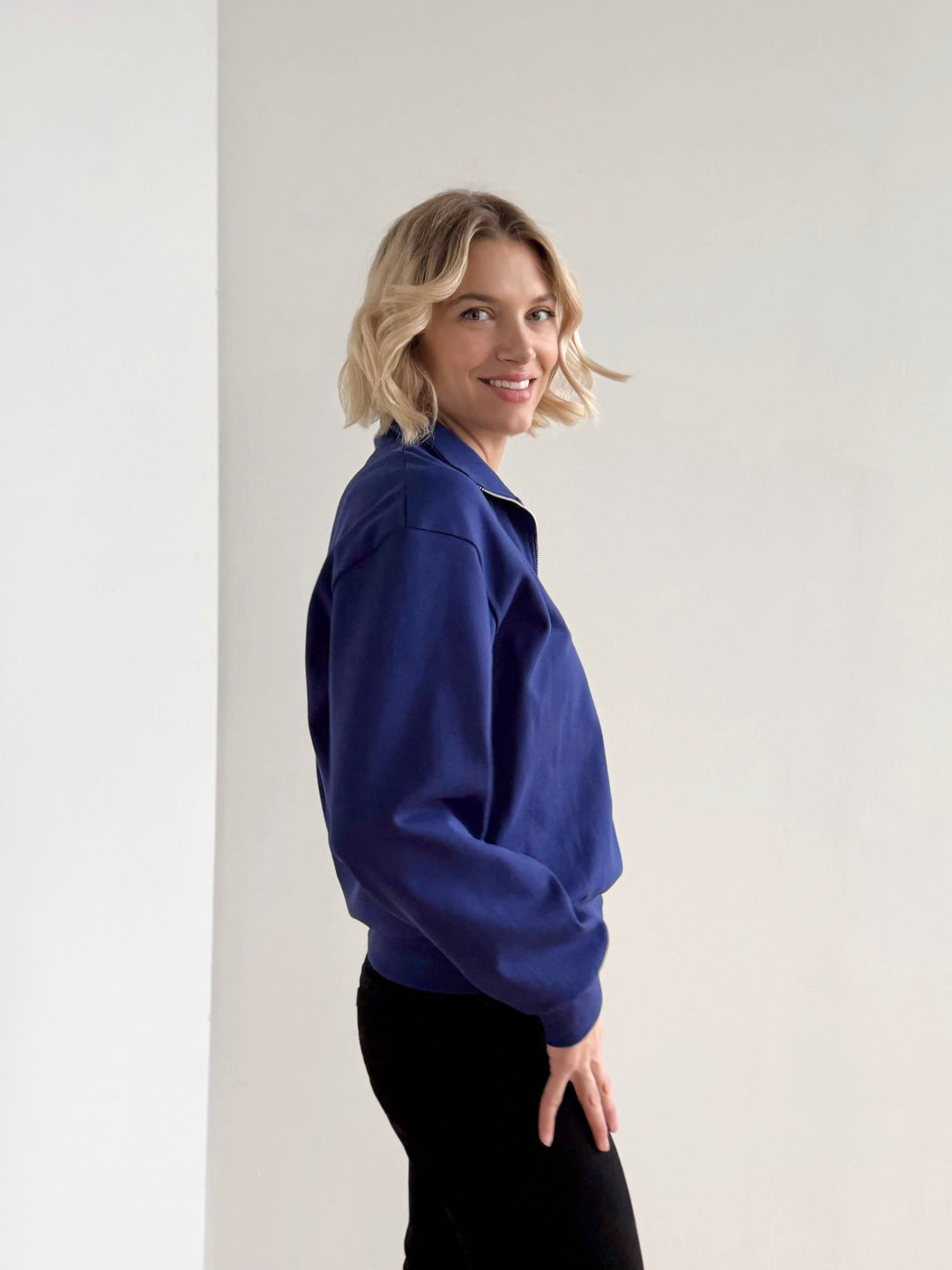 ASHER zip pullover in Bright Navy