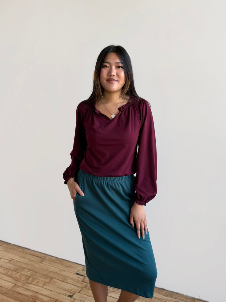 DANIELLE heavy-knit skirt in Deep Sea