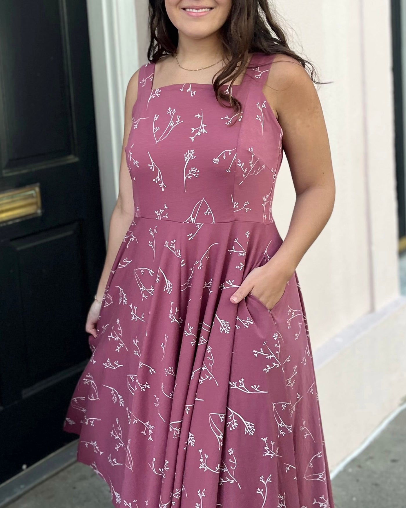 LAVANDE dress in Vintage Mauve/White