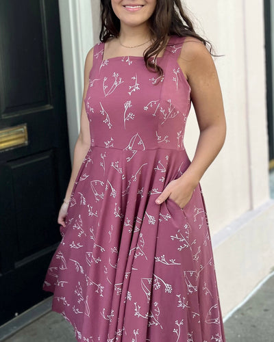 LAVANDE dress in Vintage Mauve/White
