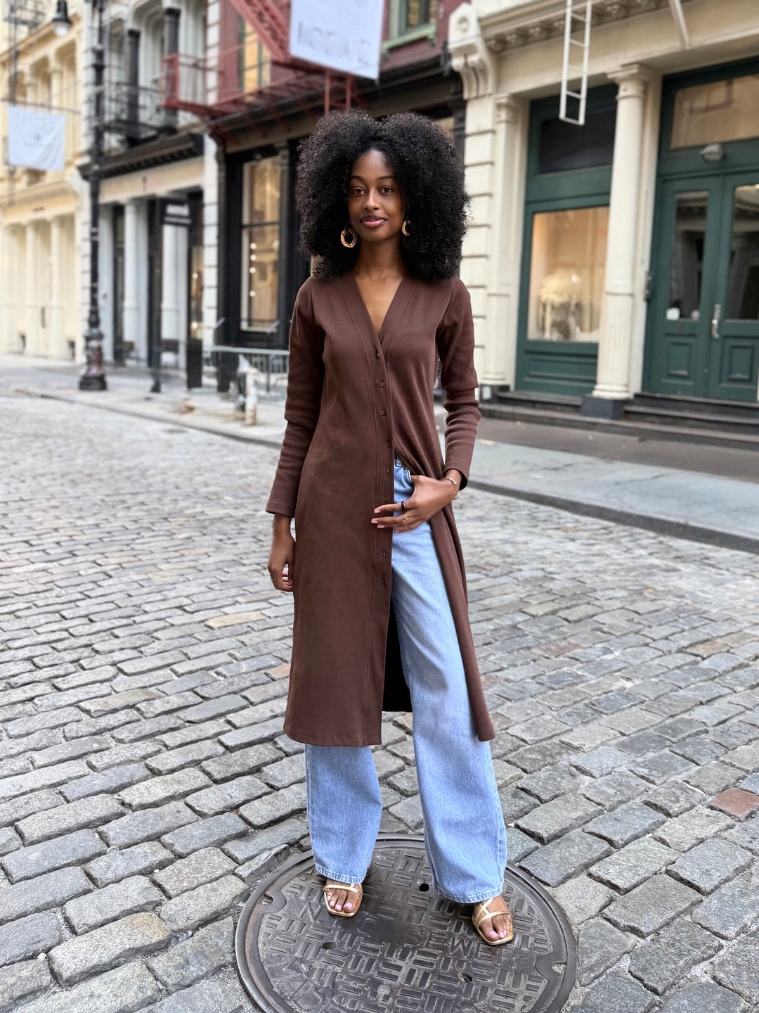 ELENA rib-knit dress in Espresso