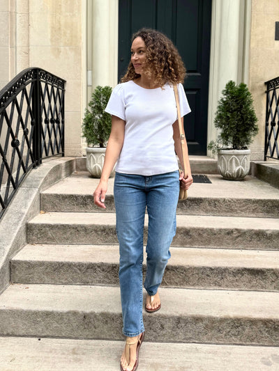 ZADIE rib knit tee in Bright White