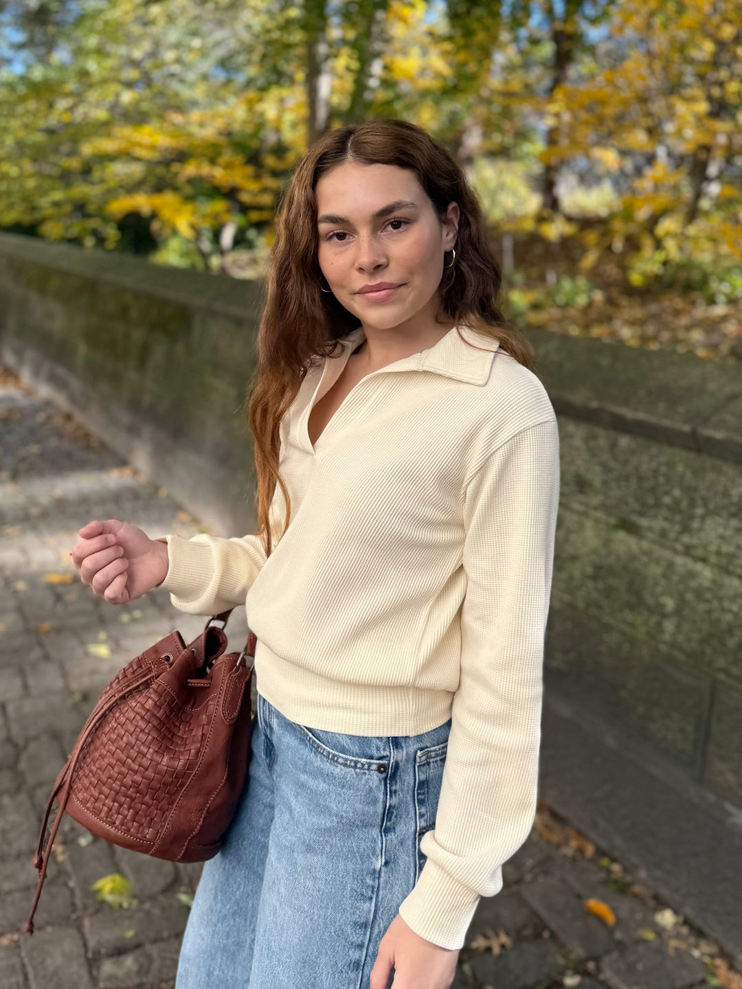 SEDONA waffle knit top in Almond Milk