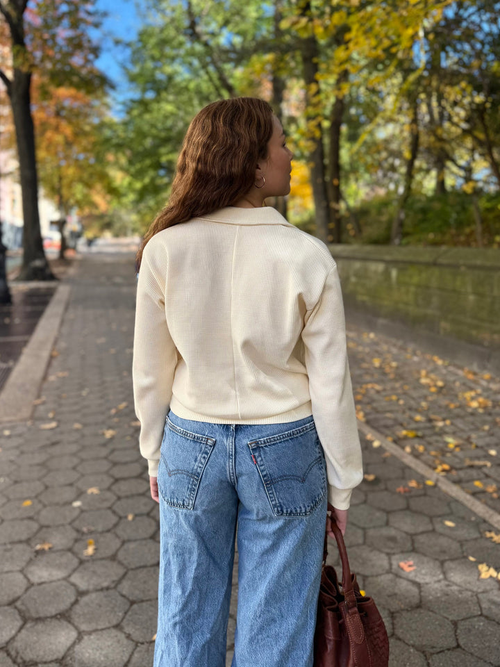 SEDONA waffle knit top in Almond Milk