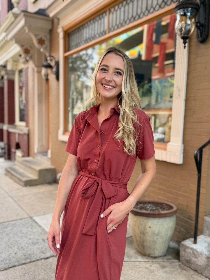 VANYA dress in Earthy Red