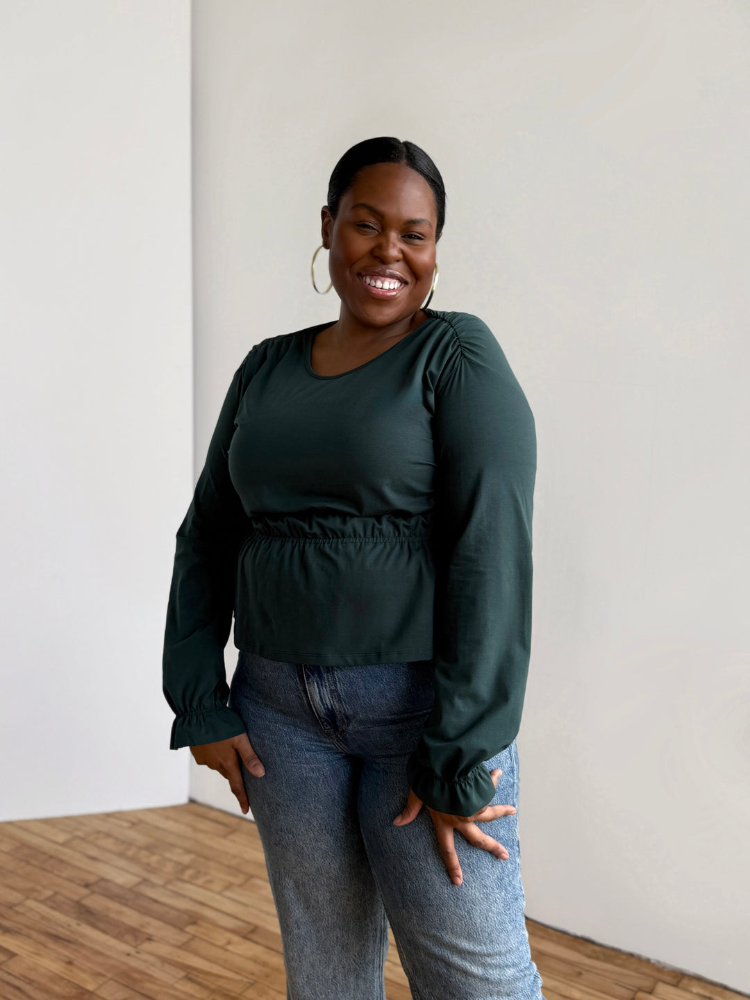 IRINA jersey top in Deep Pine