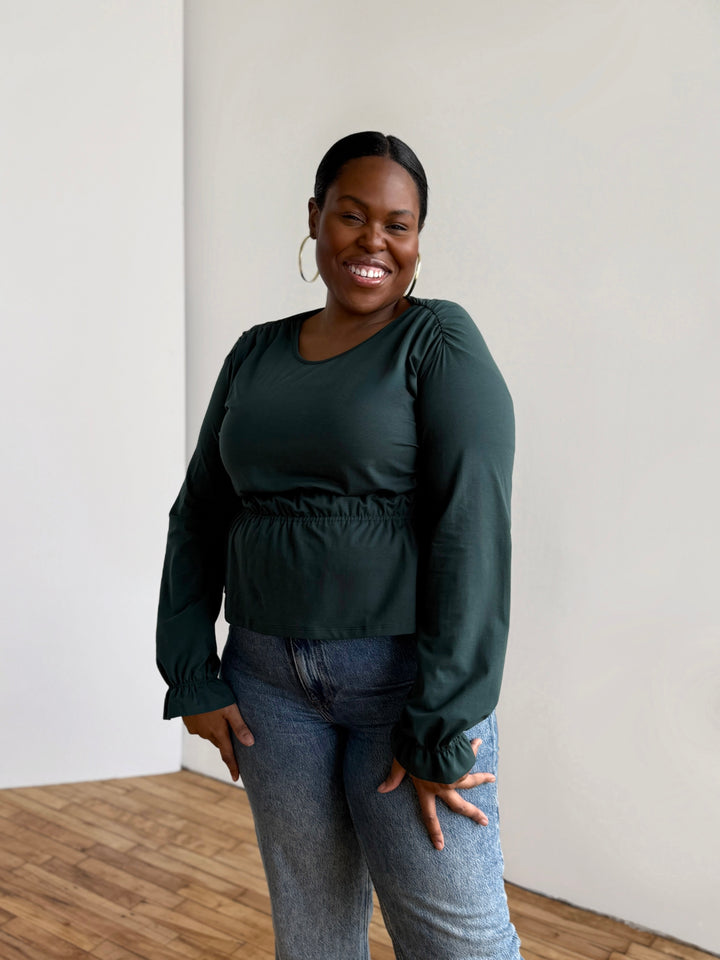 IRINA jersey top in Deep Pine