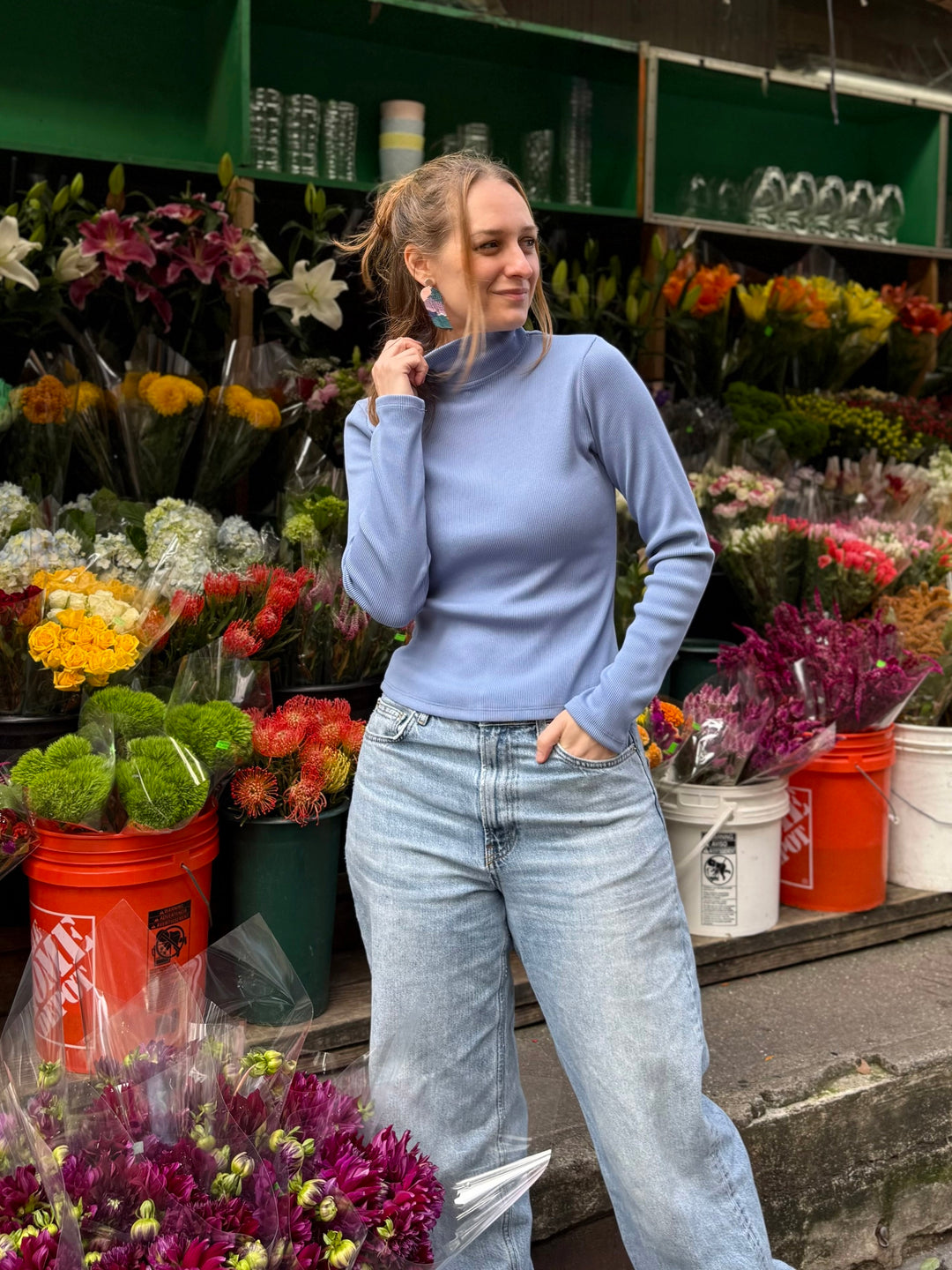 MILANE rib-knit top in Bluebell