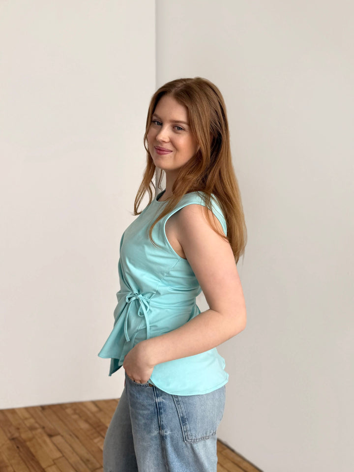 REINA top in Crisp Aqua
