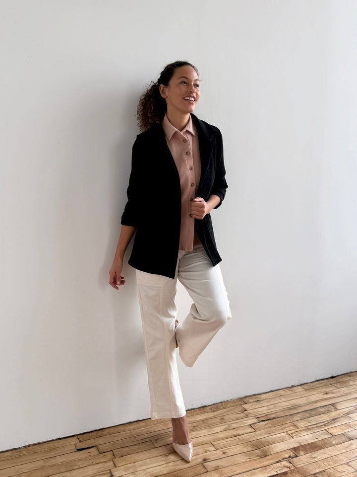 CROSBY rib knit blazer in Black