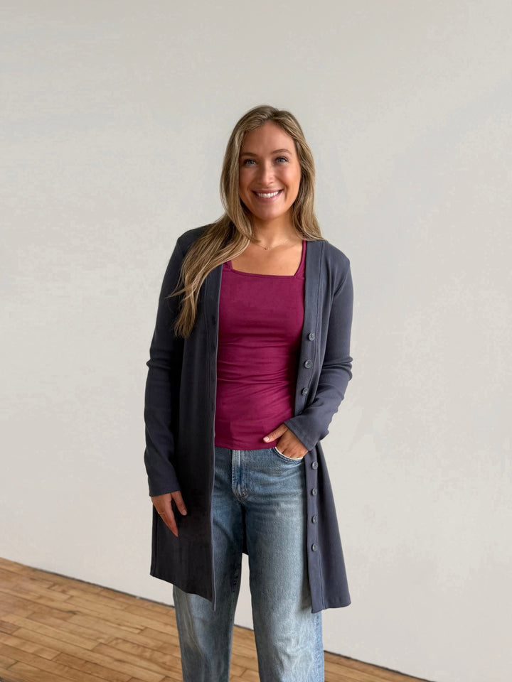HELENA rib knit dress/duster in Blue Storm