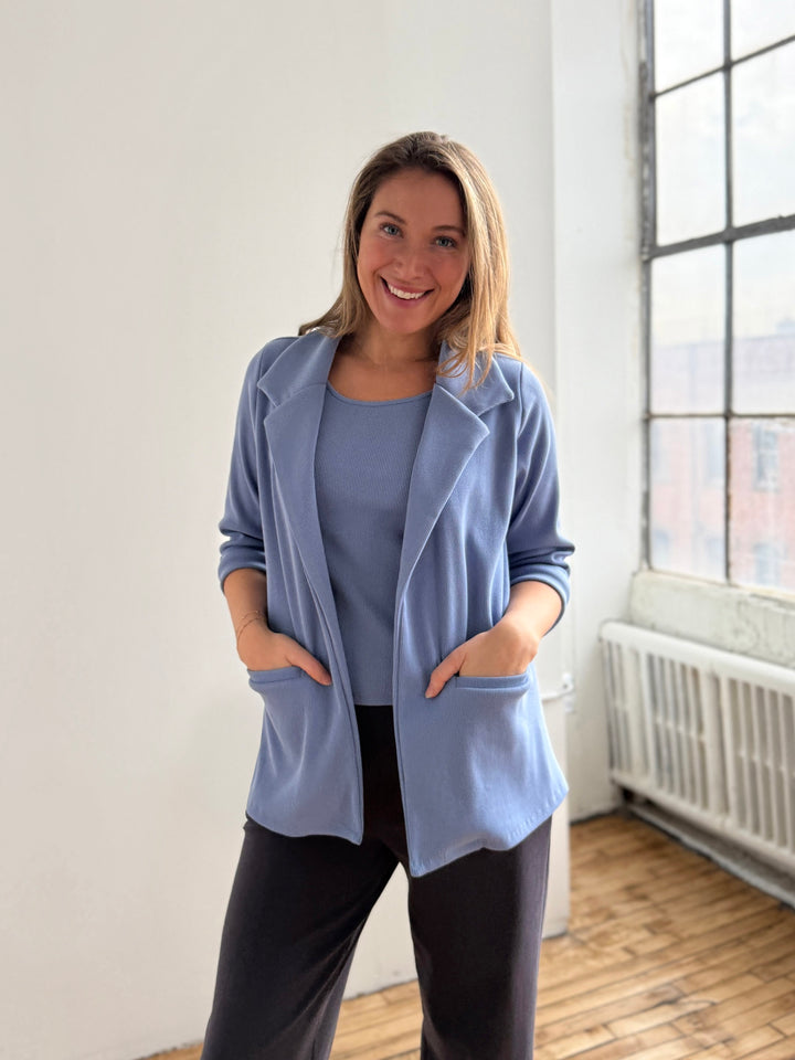 CROSBY rib knit blazer in Bluebell