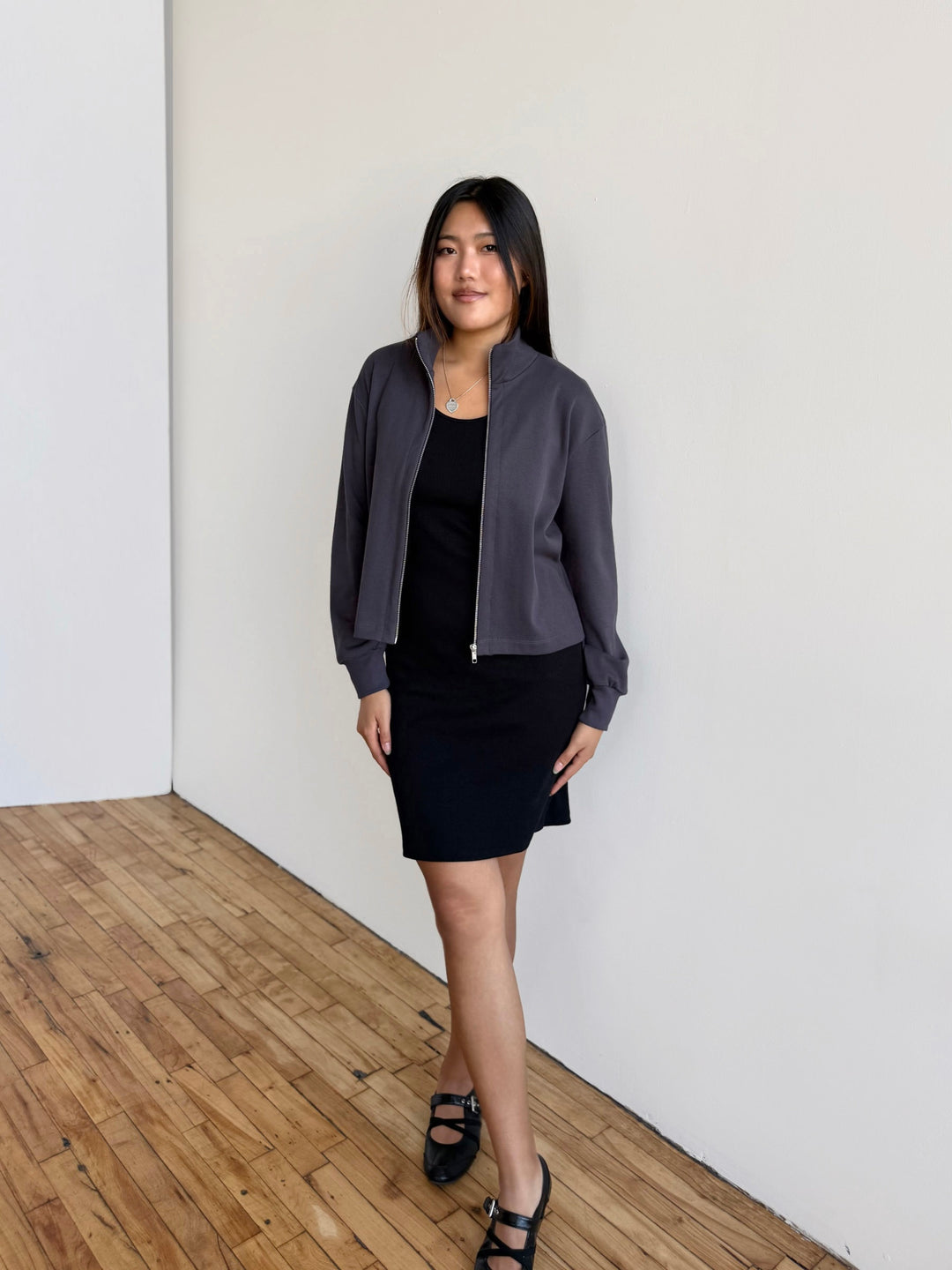 SHELLY heavy-knit jacket in Gunmetal