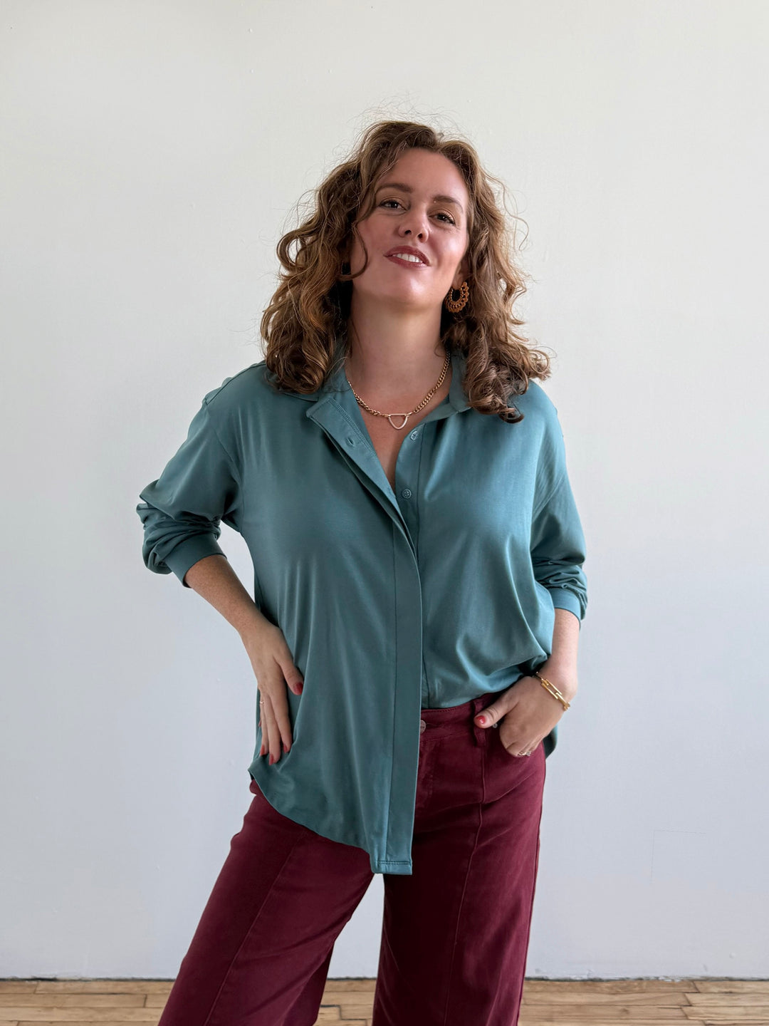 LINDSEY blouse in Dark Aqua