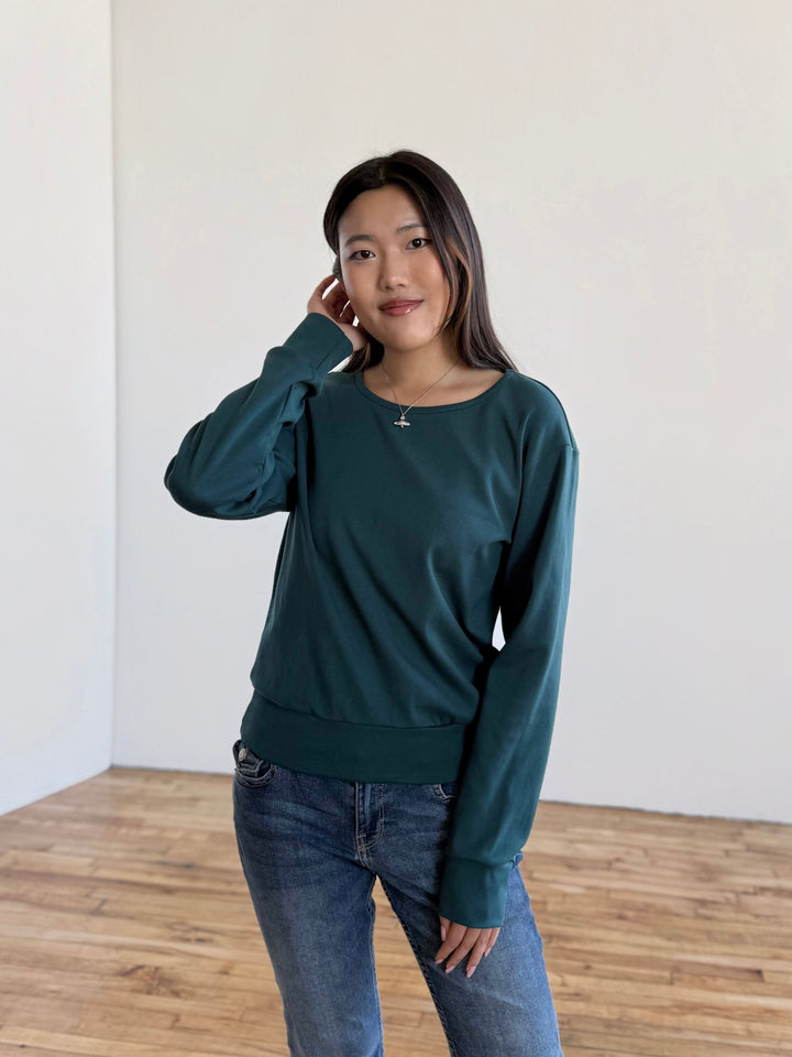 PERCY heavy knit top in Deep Sea