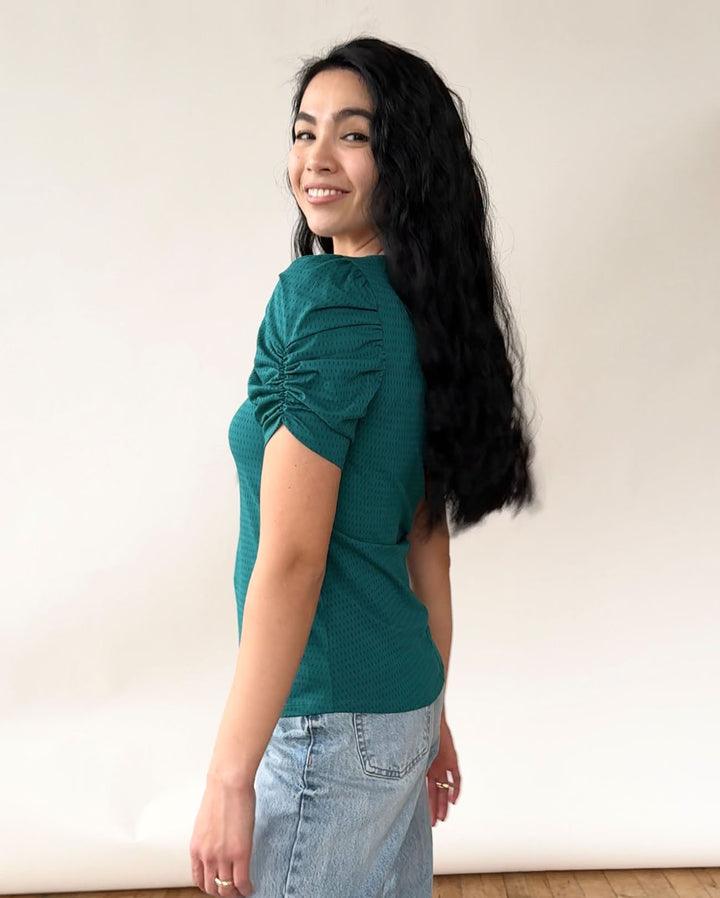 EMBER printed top in Teal/Navy