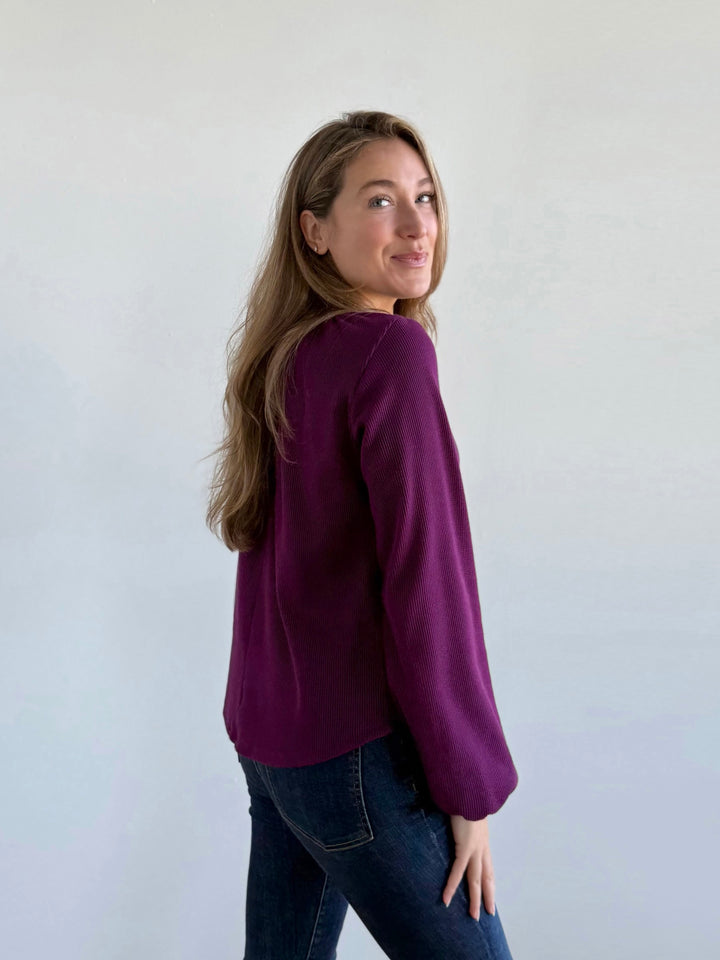 VIVIAN waffle knit top in Purple Jewel