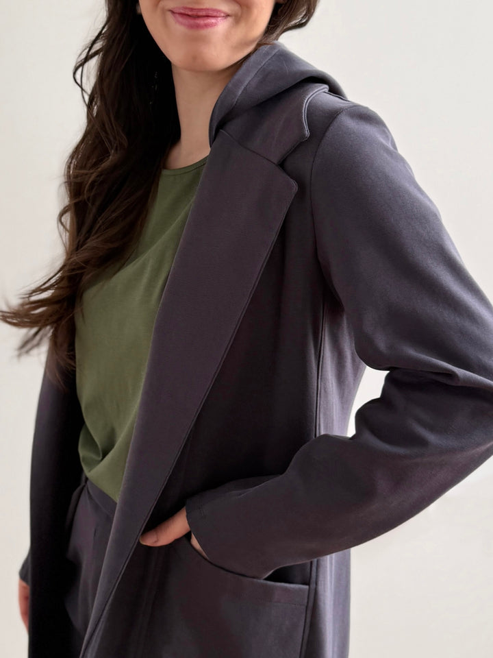 EMORY heavy knit coatigan in Gunmetal