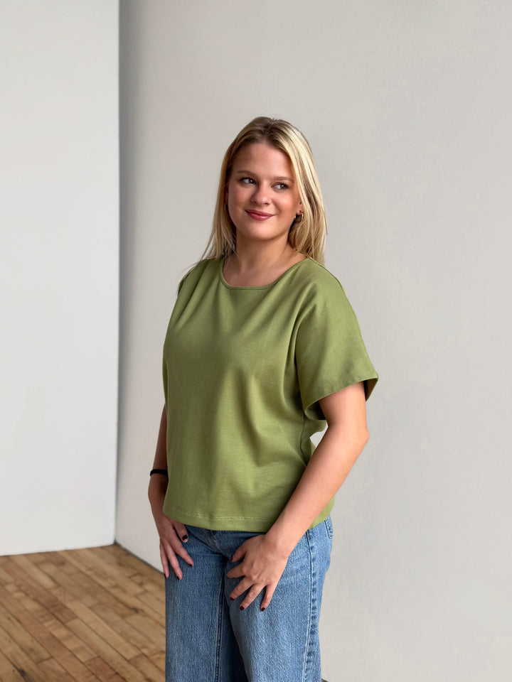 JEANINE heavy-knit top in Grass Green
