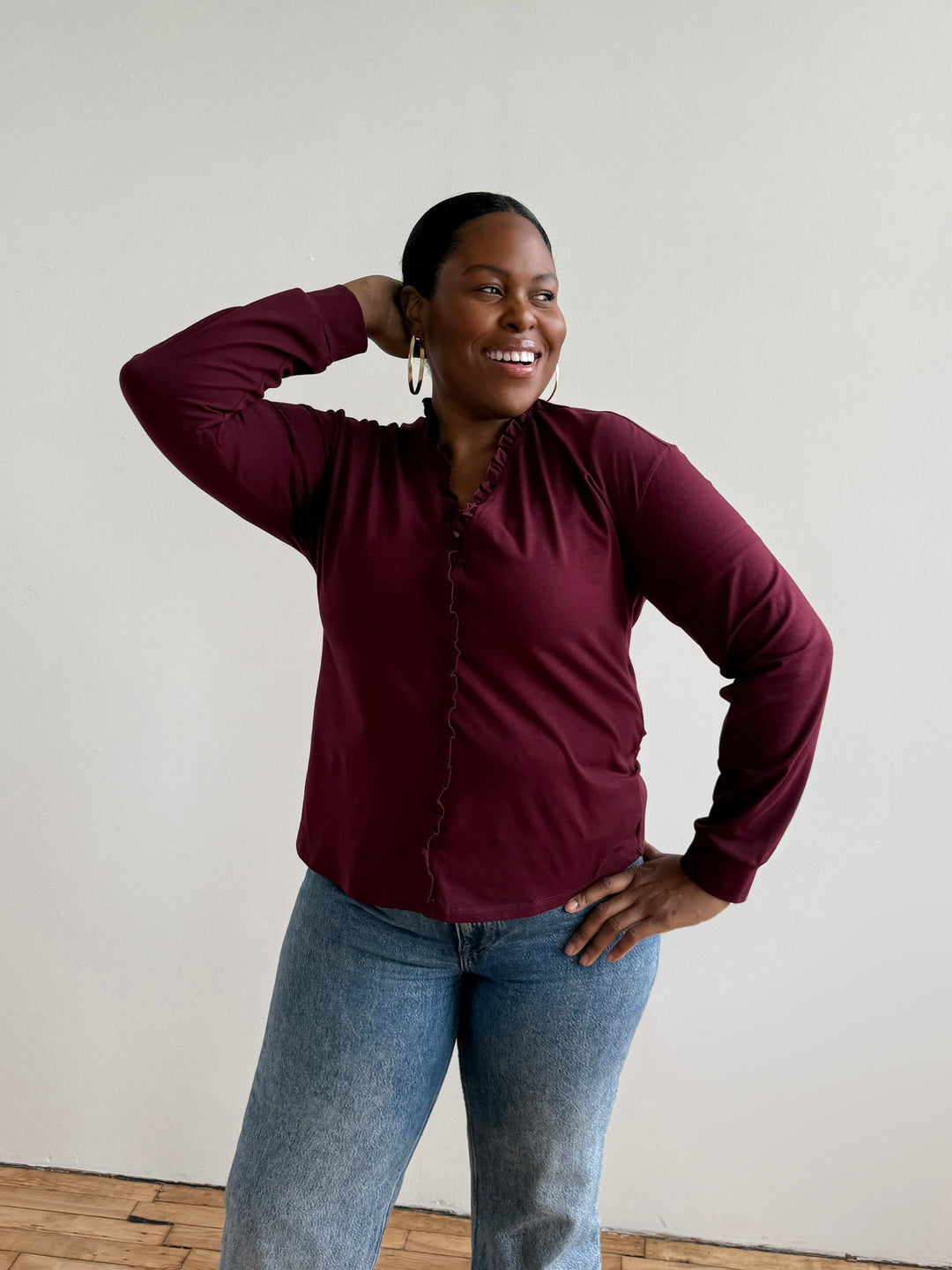 PIETRA jersey top in Merlot