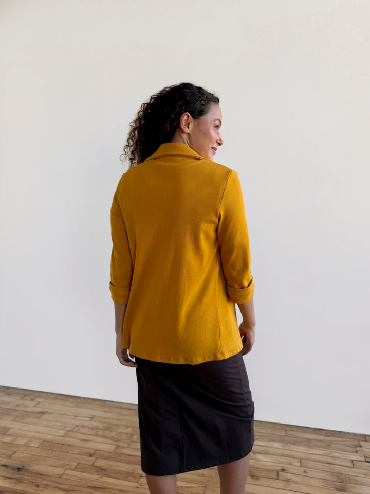 CROSBY rib knit blazer in Goldenrod