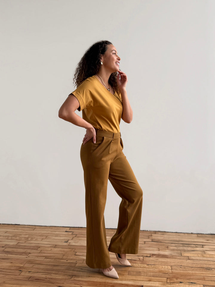 LONDON heavy knit pants in Warm Sienna